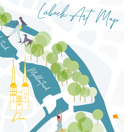 Zu sehen ist die Art Map, die künstlerische und kulturelle Orte in Lübeck zeigt
